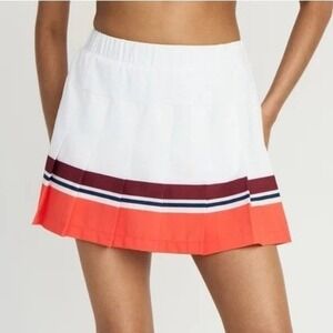 NWT Mondetta Women's White Varsity Stripe Built-In Liner Skort Large